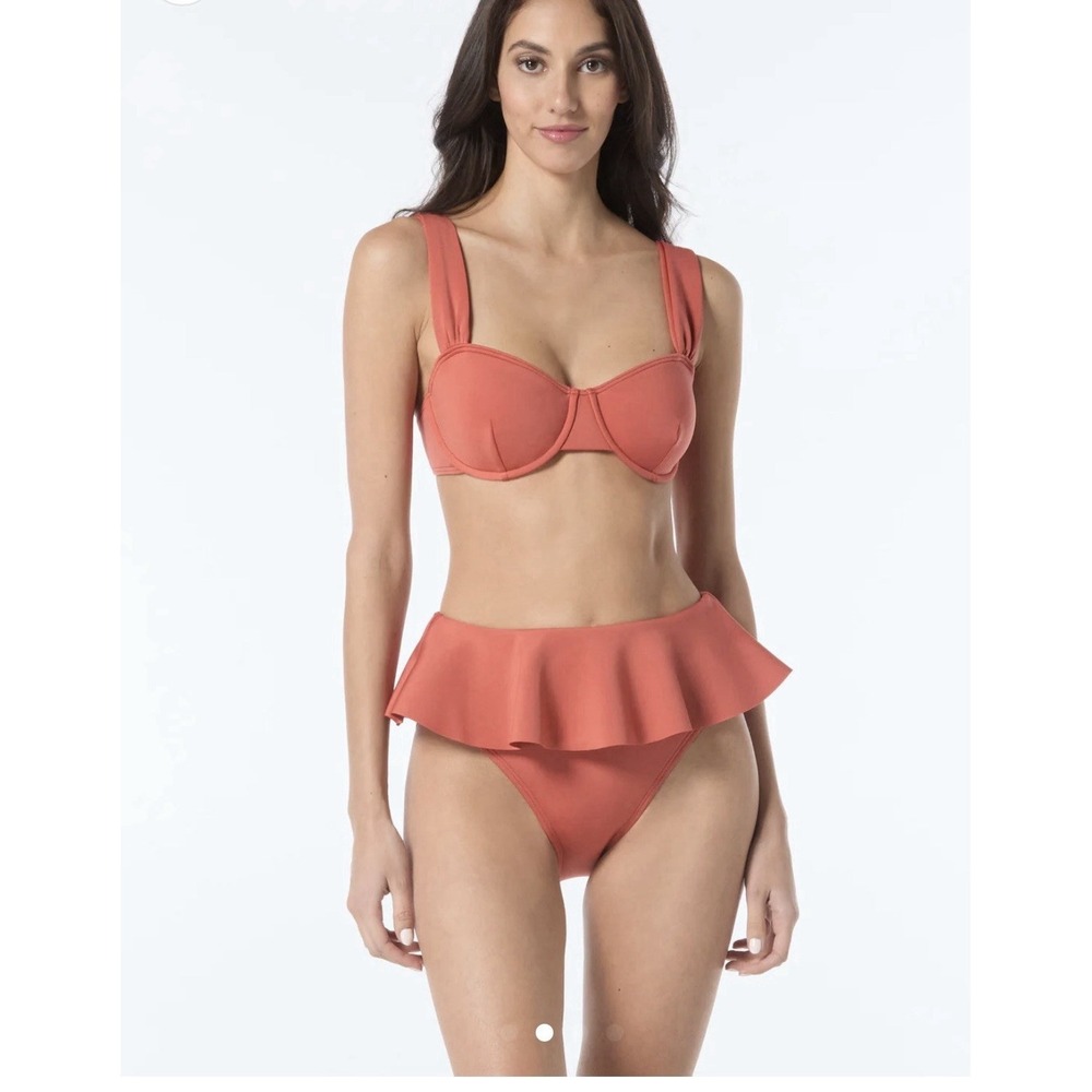 Vince Camuto Womens Underwire Bikini Top And Bottom Medium Cinnabar - NWT $168
